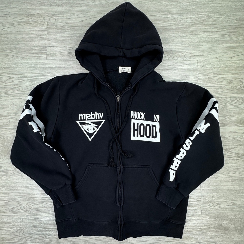 MISBHV Men's Hoodie‎ Zip Up Phuck Yo Hood Black XL Streetwear Graphic
